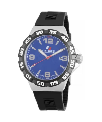 Calibre Mens Lancer Swiss Made Movement Watch Black Rubber Blue L3 Dial - One Size