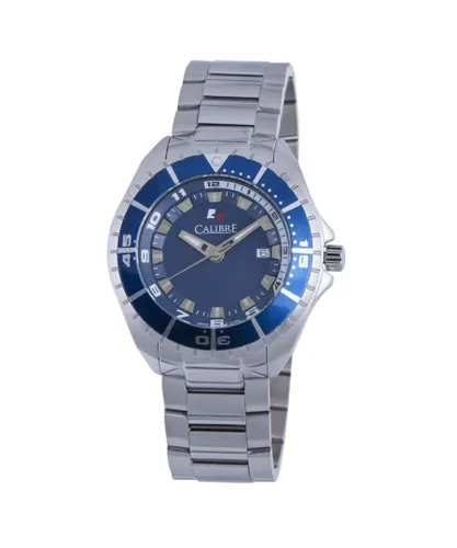 Calibre Mens Sea Knight Swiss Made Movement Watch Silver Stainless Steel Strap Blue Dial - One Size