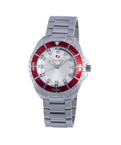 Calibre Mens Sea Knight Swiss Made Movement Watch Silver Stainless Steel Strap White Dial - One Size