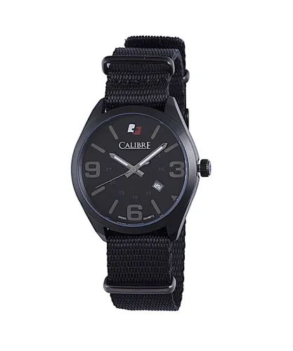 Calibre Mens Trooper Swiss Made Movement Watch Black Canvas Strap Dial - One Size