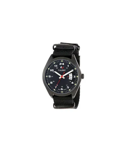 Calibre Mens Trooper Swiss Made Movement Watch Black Canvas Strap Dial - One Size