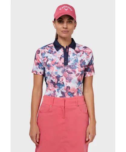 Callaway Womens Floral Polo - Pink Polyester/Recycled Polyester