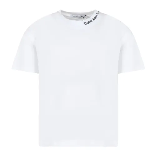 Calvin Klein , 24Smckib0Ib02032 YAF Short Sleeves T-Shirts ,White male, Sizes: