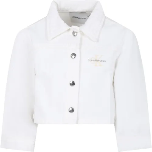 Calvin Klein , 24Smckig0Ig02390J 1CD Denim Jacket ,White unisex, Sizes: