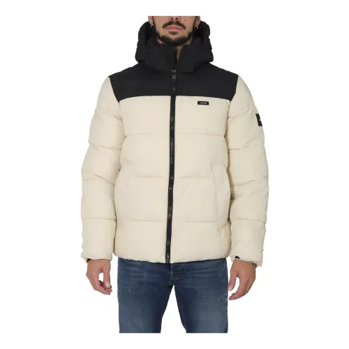 Calvin Klein , ACE Color Block Jacket with Detachable Hood ,White male, Sizes: