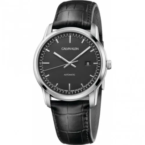 Calvin Klein , Automatic Women`s Watch with Black Dial and Leather Strap ,Black female, Sizes: ONE SIZE
