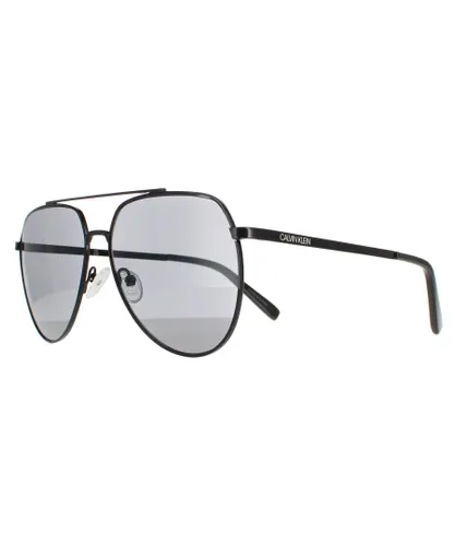 Calvin Klein Aviator Mens Shiny Black Solid Smoke CK20124S Metal (archived) - One