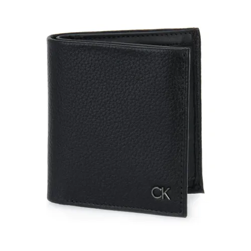 Calvin Klein , Bax Pebble Trifold Wallet ,Black male, Sizes: ONE SIZE