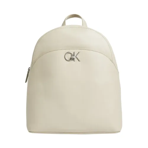 Calvin Klein , Beige Domed Backpack ,Beige female, Sizes: ONE SIZE