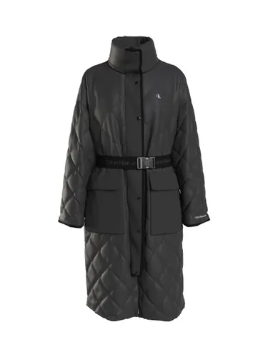 Calvin Klein Belted Quilted Coat, Black - Black - Female