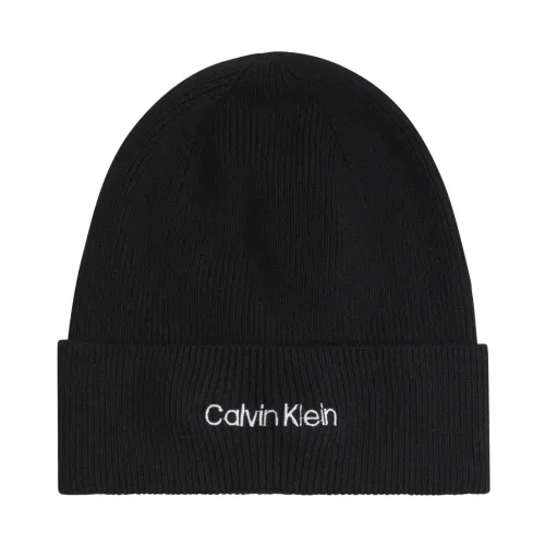 Calvin Klein , Black Knit Beanie - Essential Style ,Black female, Sizes: ONE