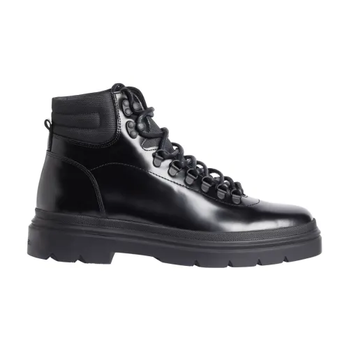 Calvin Klein , Black Lace-Up Ankle Boots ,Black male, Sizes: