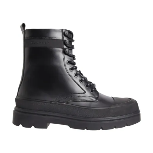 Calvin Klein , Black Lace-Up Ankle Boots ,Black male, Sizes: