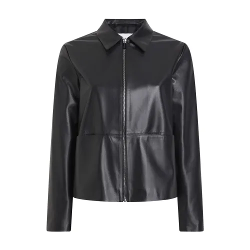 Calvin Klein , Black Leather Jacket for Women ,Black female, Sizes: