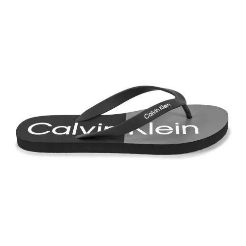Calvin Klein , Black Rubber Thong Sandals ,Black male, Sizes:
