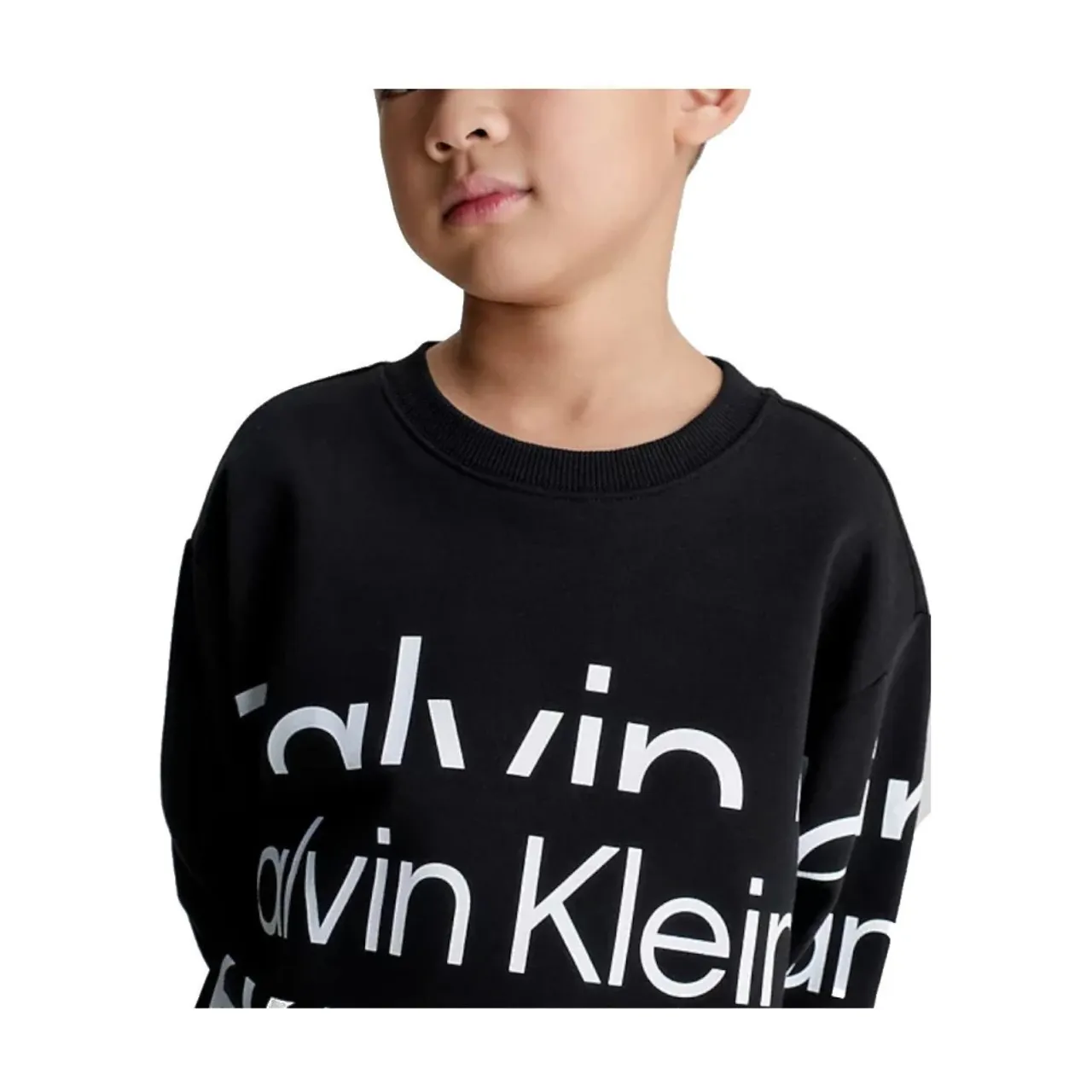 Calvin Klein , Blown Up Logo Sweatshirt ,Black male, Sizes: