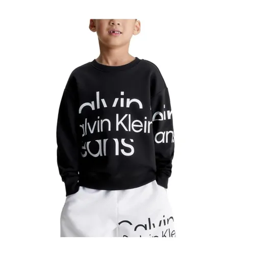 Calvin Klein , Blown Up Logo Sweatshirt ,Black male, Sizes: