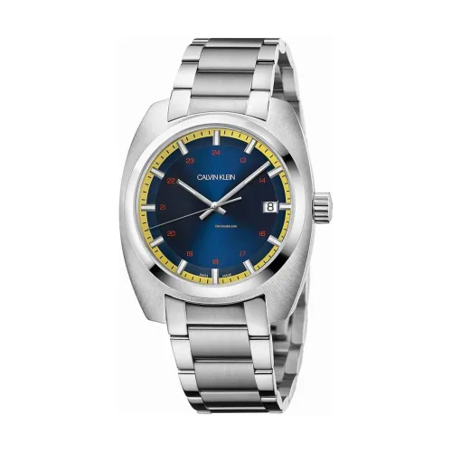 Calvin Klein , Blue Quartz Dial Steel Watch - K8W3114N ,Gray male, Sizes: ONE SIZE