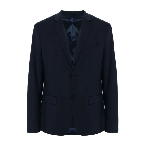 Calvin Klein , Blue Wool Blazer Long Sleeve Pockets ,Blue male, Sizes: