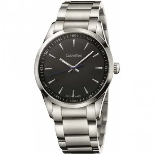 Calvin Klein , Bold Quartz Watch with Black Dial and Silver Steel Strap ,Gray female, Sizes: ONE SIZE