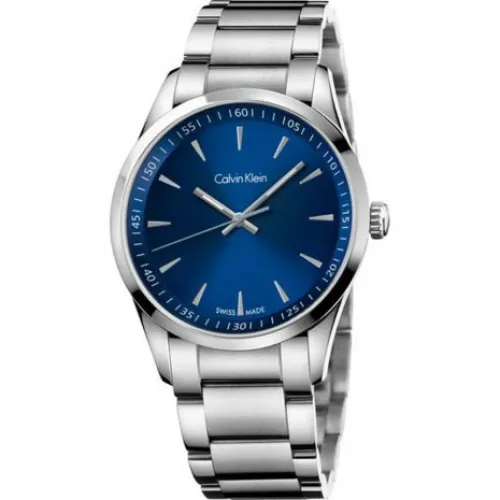 Calvin Klein , Bold Quartz Watch with Blue Dial and Stainless Steel Strap ,Gray female, Sizes: ONE SIZE