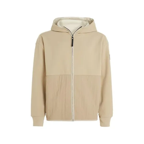 Calvin Klein Bonded Fleece Zip Hooded Jacket - Beige
