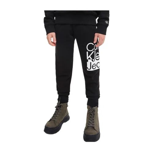 Calvin Klein , Box Logo Jogger Pants ,Black male, Sizes: