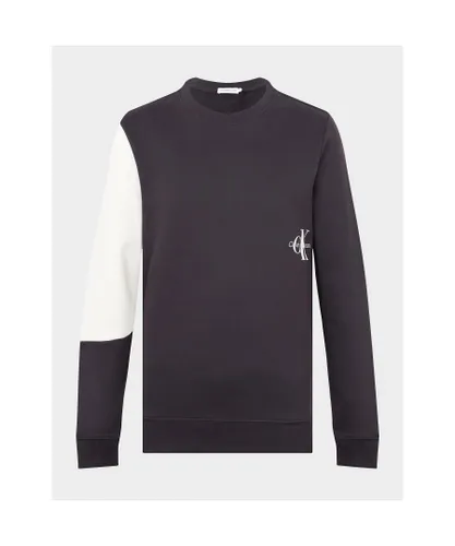 Calvin Klein Boys Boy's Juniors Block Monogram Sweatershirt in Black Cotton