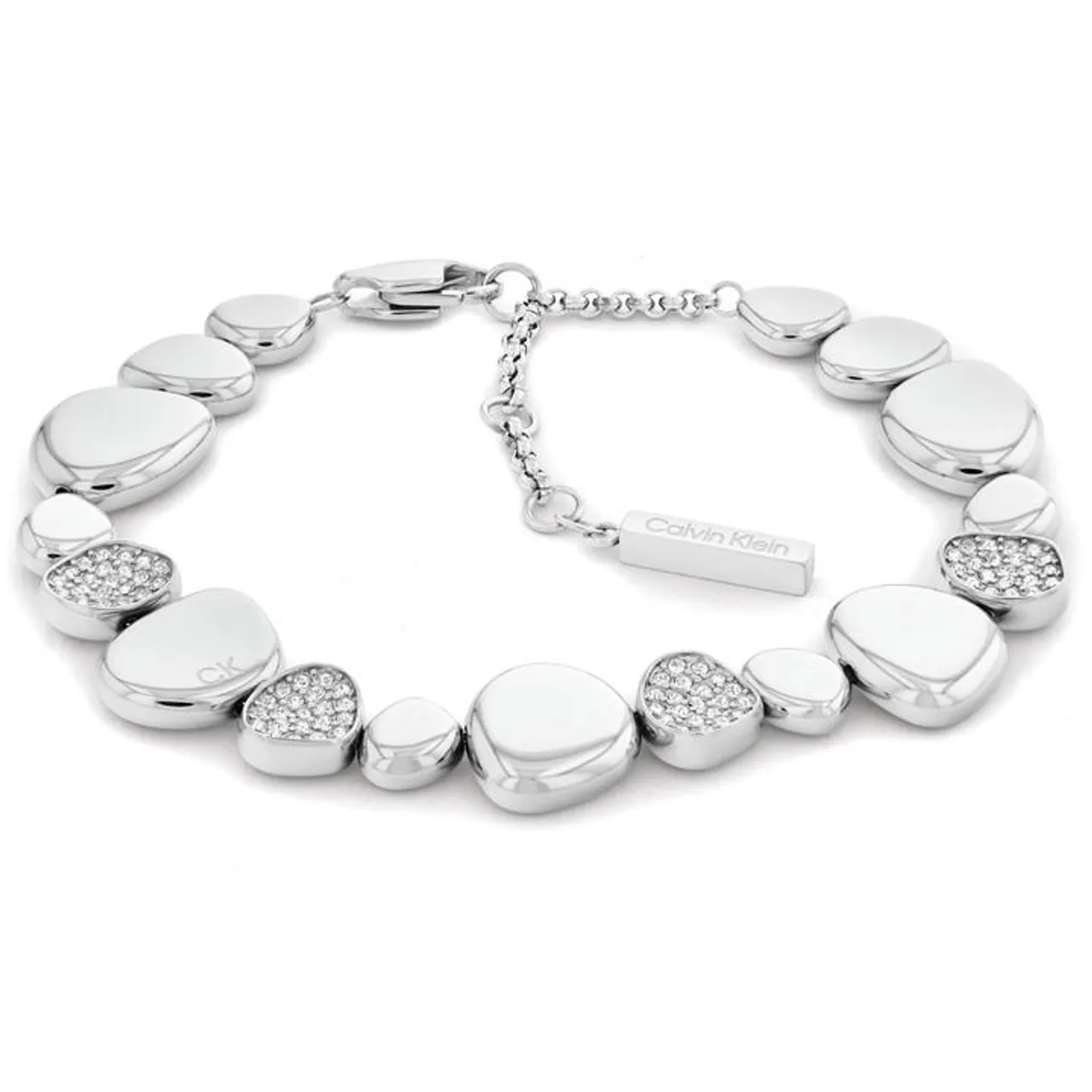 Calvin Klein Calvin Klein Women's Stainless Steel Crystal Pebble Bracelet - Silver