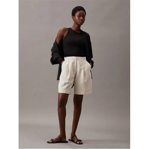 Calvin Klein Ck L Linen Shorts Ld43 - Beige