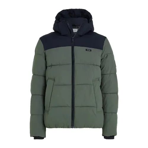 Calvin Klein , Color Block Hooded Jacket for Men ,Green male, Sizes: