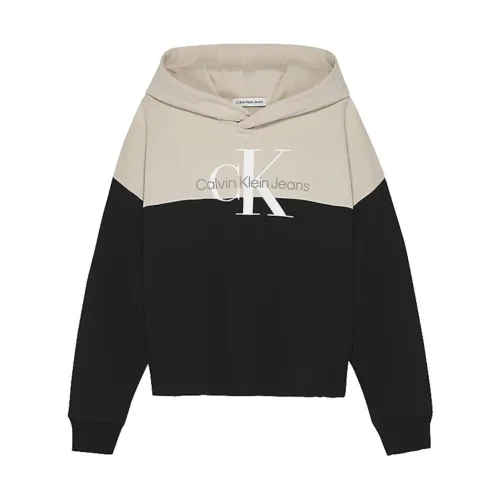 Calvin Klein , Color Block Hooded Sweatshirt ,Black female, Sizes: