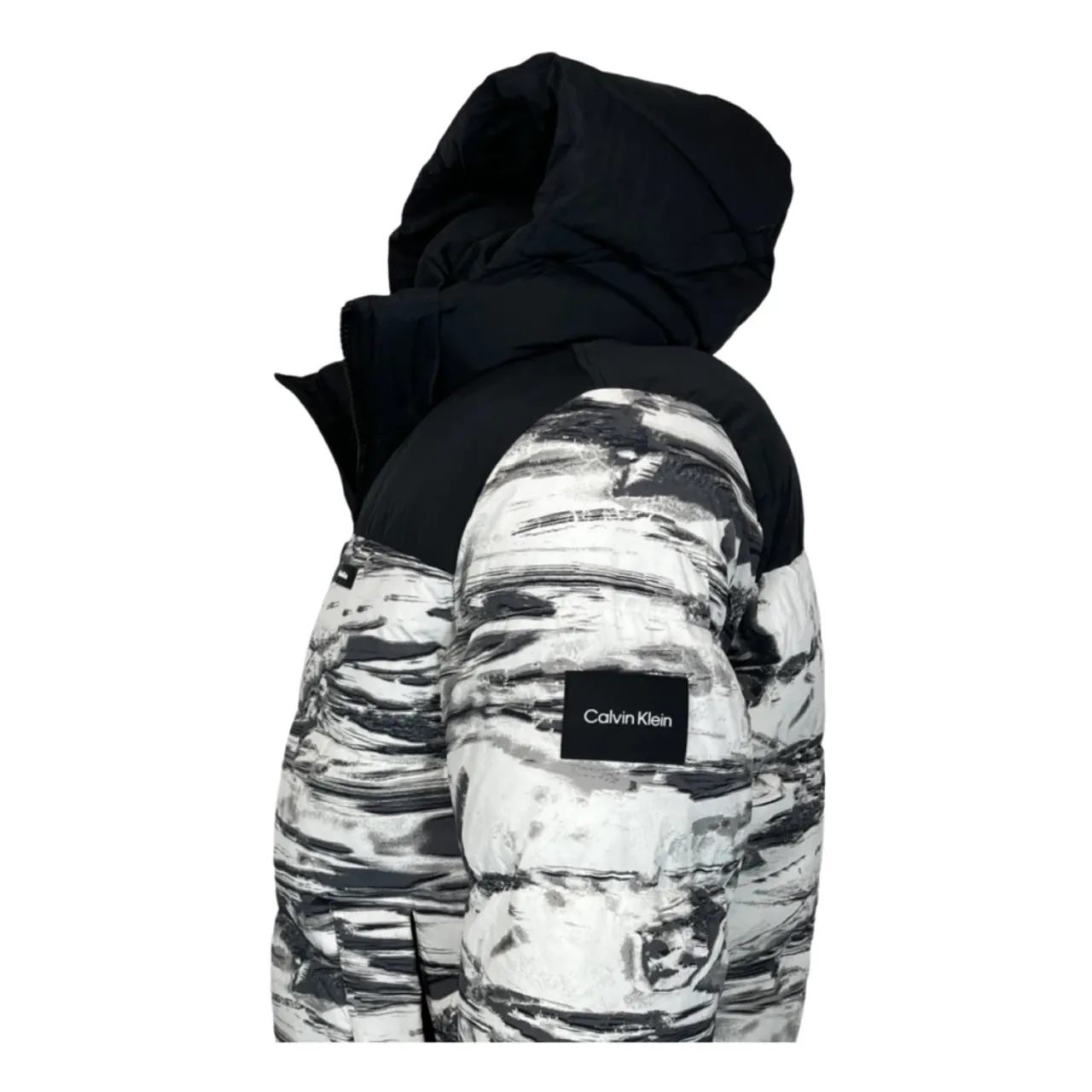 Calvin Klein , Color Block Quilt Jacket with Detachable Hood ,Black male, Sizes: