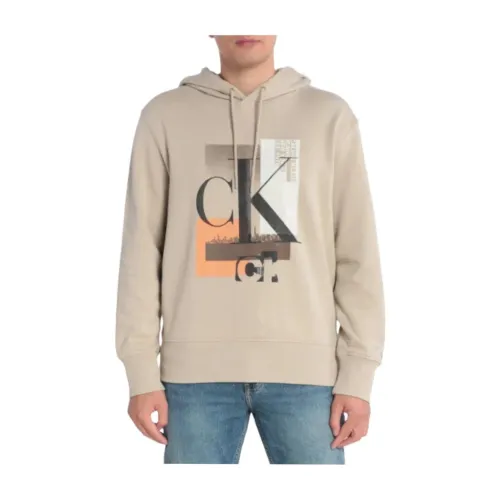 Calvin Klein , Connected Layer Sweatshirt ,Beige male, Sizes: