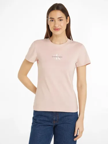 Calvin Klein Cotton Logo Slim T-shirt, Sepia Rose - Sepia Rose - Female