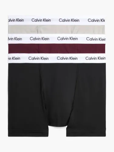 Calvin Klein Cotton Stretch Mid Rise Trunks, Pack of 3 - Black/Red/Cream - Male