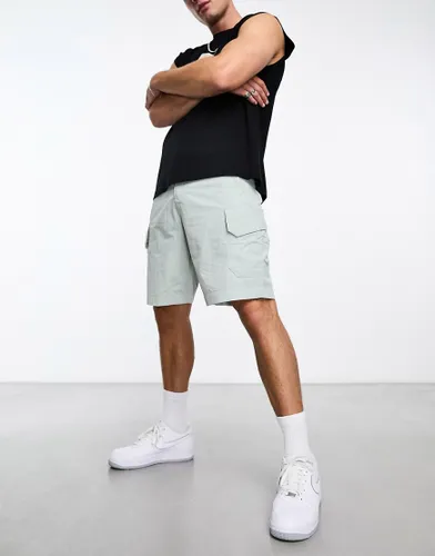 Calvin Klein crinkle cargo shorts in light grey-White