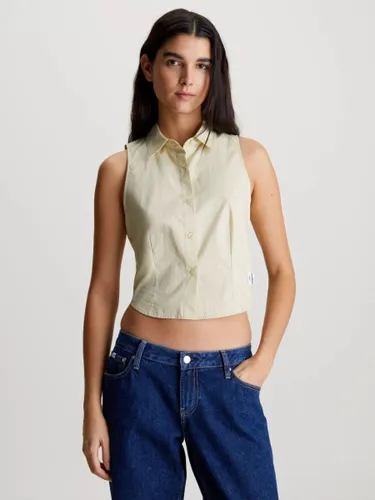 Calvin Klein Cropped Sleeveless Shirt, Green Haze - Green Haze - Female