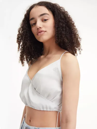Calvin Klein Cropped Strappy Top, Ghost Grey - Ghost Grey - Female