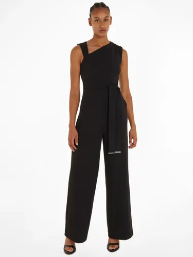 Calvin Klein Cutout Back Crepe Jumpsuit, Black - Ck Black - Female