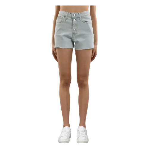 Calvin Klein , Denim High-Waisted Shorts with Distressed Effect ,Blue female, Sizes: