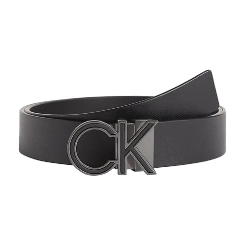 Calvin Klein , Double-Face Leather Belt ,Black male, Sizes: