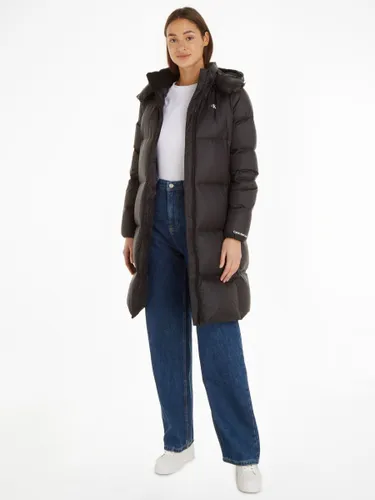 Calvin Klein Down Knee Length Quilted Coat, Ck Black - Ck Black - Female