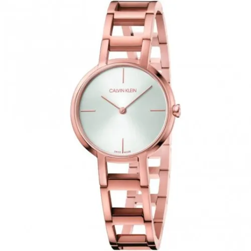 Calvin Klein , Elegant and Feminine Quartz Watch with White Dial and Rose Gold Steel Strap ,Pink female, Sizes: ONE SIZE