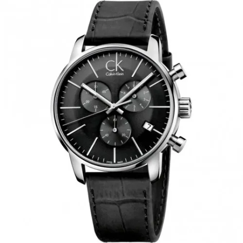 Calvin Klein , Elegant Quartz Watch with Black Dial and Leather Strap ,Black female, Sizes: ONE SIZE