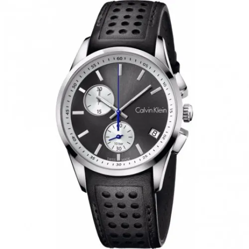Calvin Klein , Elegant Quartz Watch with Black Dial and Leather Strap ,Black female, Sizes: ONE SIZE