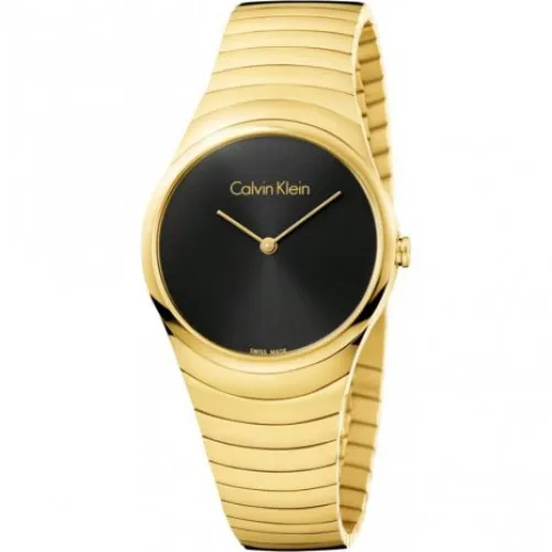 Calvin Klein , Elegant Quartz Watch with Black Dial and Steel Case ,Yellow female, Sizes: ONE SIZE