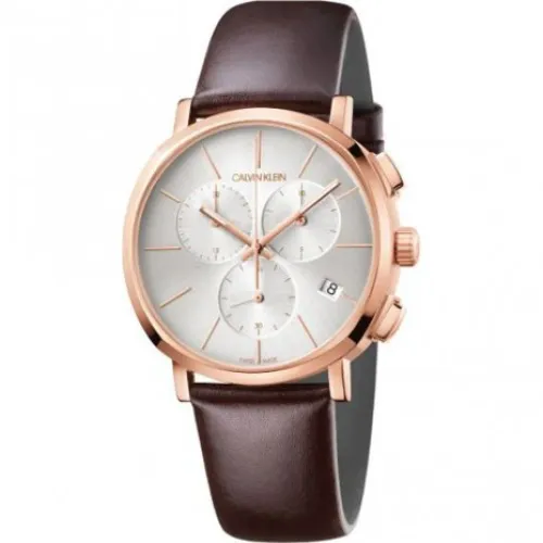 Calvin Klein , Elegant Quartz Watch with Brown Leather Strap ,Brown female, Sizes: ONE SIZE