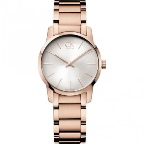 Calvin Klein , Elegant Quartz Watch with White Dial and Rose Gold Strap ,Brown female, Sizes: ONE SIZE