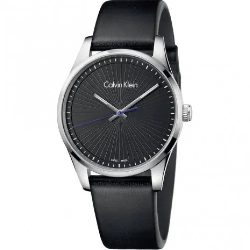 Calvin Klein , Elegant Quartz Women`s Watch with Black Dial and Leather Strap ,Black female, Sizes: ONE SIZE